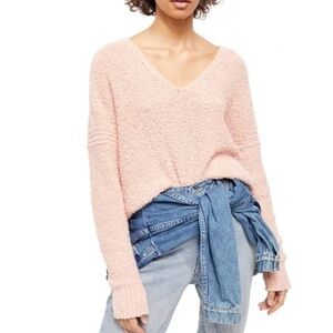 Free People Soft Pink V-Neck Sweater